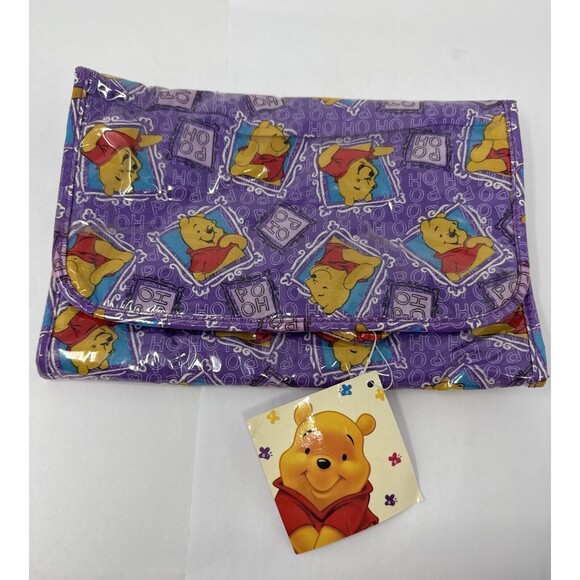 NEW Vintage Winnie The Pooh Foldable Accessory Toiletry Travel Bag Disney Purple - Picture 1 of 9